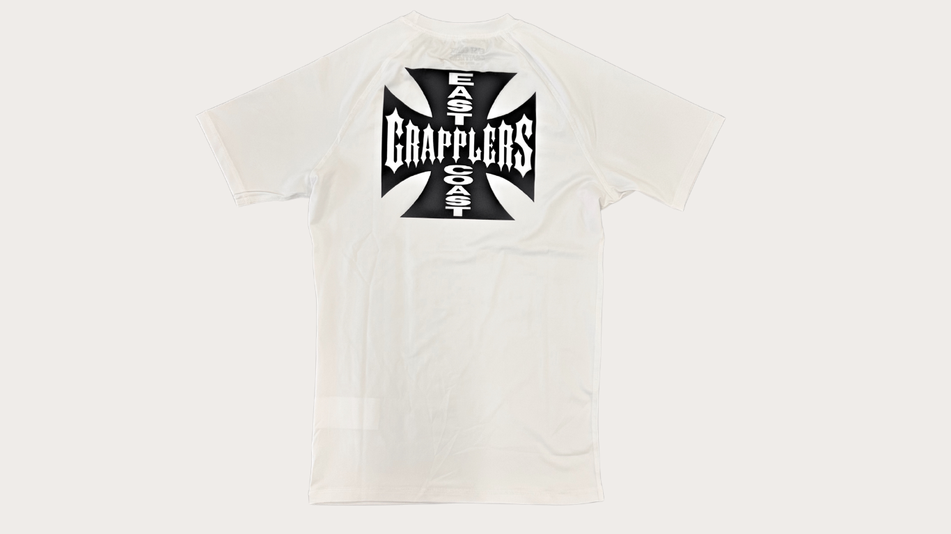 IRON CROSS RASH GUARD WHITE