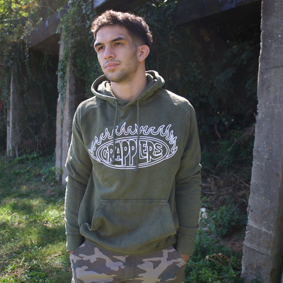 "GRAPPLERS" Vingate Olive Hoodie