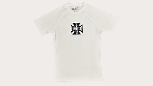 IRON CROSS RASH GUARD WHITE